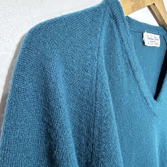Vintage Christian Dior Sweater Orlon Acrylic V Neck Blue USA Made Mens L - Picture 5 of 8